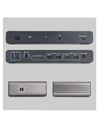 StarTech.com 206UE-TB5USB4DOCK replicatore di porte e docking station per laptop Cablato Thunderbolt 5 Nero, Grigio