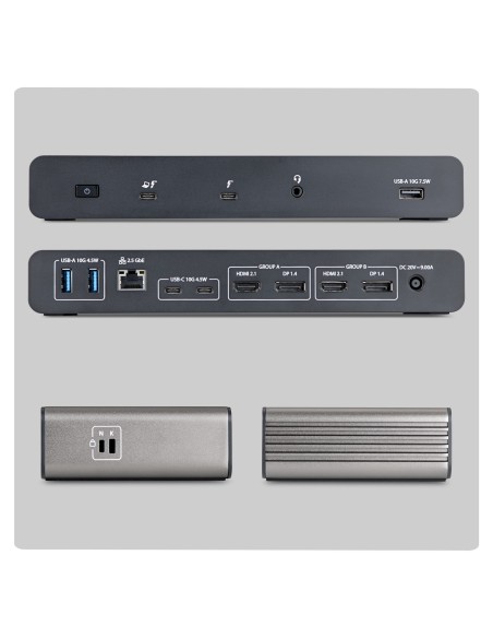 StarTech.com 206UE-TB5USB4DOCK replicatore di porte e docking station per laptop Cablato Thunderbolt 5 Nero, Grigio