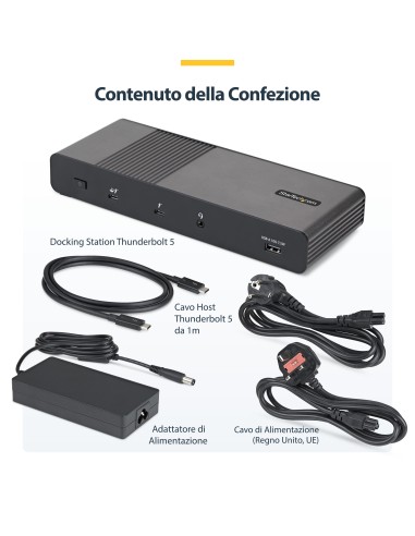 StarTech.com 206UE-TB5USB4DOCK replicatore di porte e docking station per laptop Cablato Thunderbolt 5 Nero, Grigio