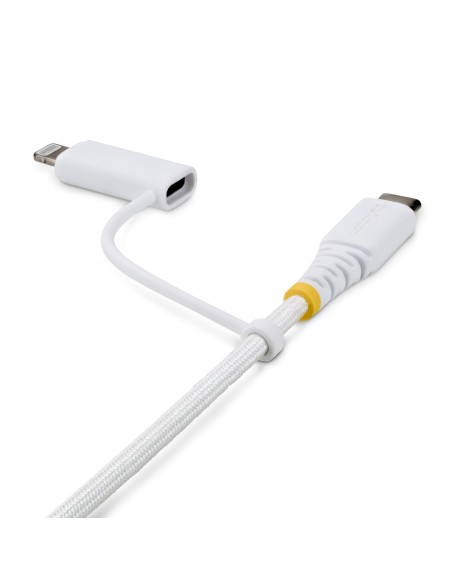 StarTech.com Cavo di Ricarica USB-C 2-in-1 Robusto da 2 m con Adattatore Lightning, 30W 60W (3A), Certificato Apple MFi, Guaina