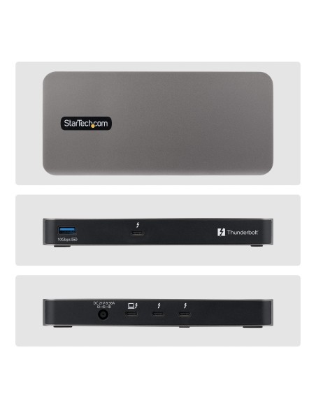 StarTech.com Hub Thunderbolt 5 a 4 Porte con KVM Thunderbolt Share, 80 120Gbps, Multi-Monitor 8K, PD 140W, USB-A 10Gbps,