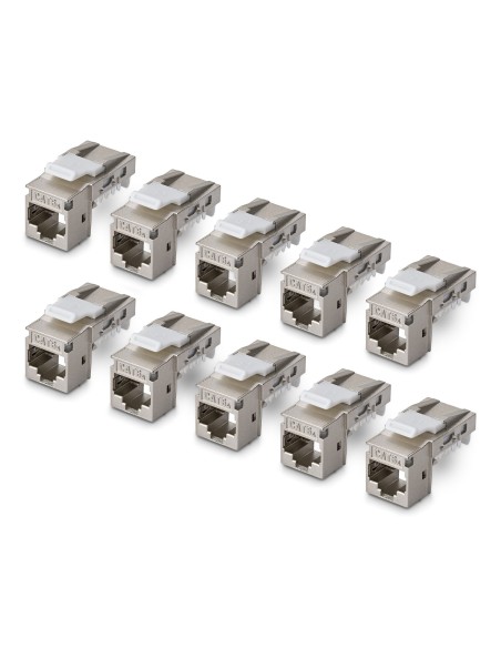 StarTech.com Connettore Keystone RJ45 Cat6a STP, Confezione da 10 Prese Ethernet Schermate per Scatola a Muro, Senza Attrezzi a