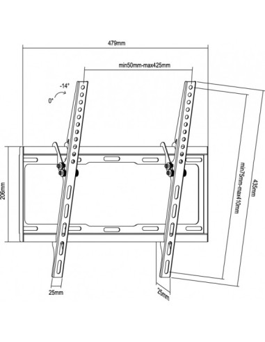 Equip 650311 Staffa di montaggio a parete per TV inclinabile da 32” a 55”