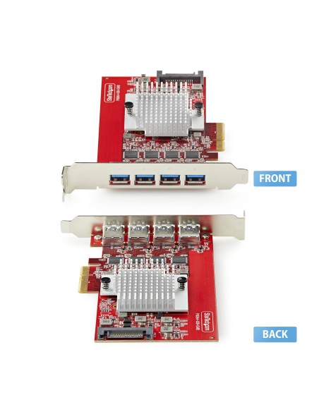 StarTech.com Scheda PCIe USB-A a 4 porte, USB 3.2 a 10 Gbps, Scheda di espansione PCI Express 3.0, 4 controller USB