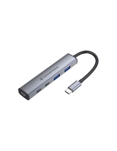 Conceptronic HUBBIES22G hub di interfaccia USB 3.2 Gen 1 (3.1 Gen 1) Type-C 5000 Mbit s Grigio