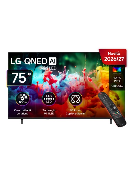 LG QNED AI MiniLED 75'' Serie QNED70B 75QNED70B6A, 4K, AI Magic Remote, 100% Volume colore, 3 HDMI, 20W, SMART TV 2026