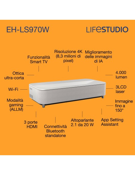 Epson Lifestudio Grand EH-LS970W - Bianco diamante