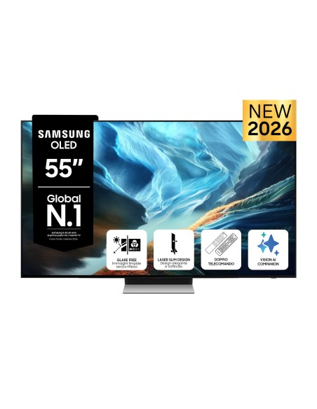 Samsung OLED AI TV 55" QE55S90HAEXZT 4K, Processore NQ4 AI Gen3, 4K AI Upscaling Pro, Glare Free, OLED HDR+, Motion Xcelerator