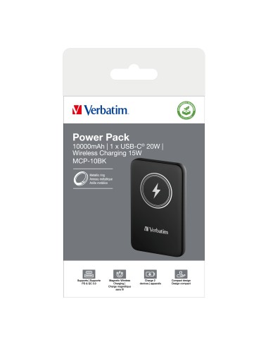 Verbatim Charge 'n' Go Polimeri di litio (LiPo) 10000 mAh Carica wireless Nero