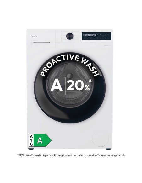 Candy ProWash 500, Lavatrice Carica Frontale 9 KG, 20% più efficente della classe A, 1400 giri, Bianco, Inverter, Vapore,