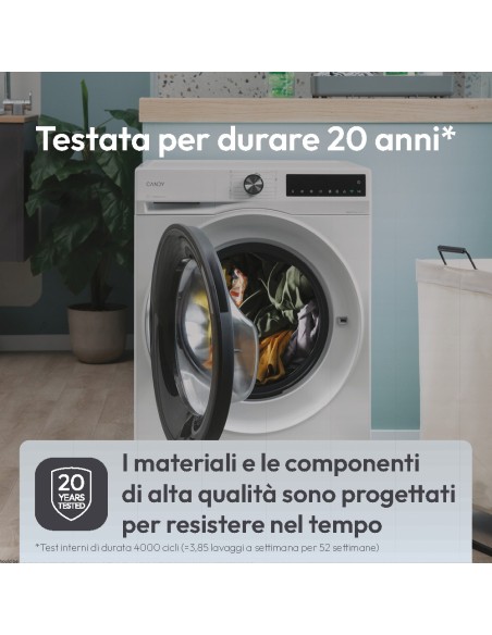 Candy ProWash 500, Lavatrice Carica Frontale 9 KG, 20% più efficente della classe A, 1400 giri, Bianco, Inverter, Vapore,