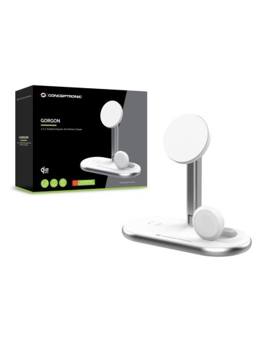 Conceptronic GORGON05W Caricabatterie per dispositivi mobili Smartphone, Orologio intelligente Bianco USB Carica wireless