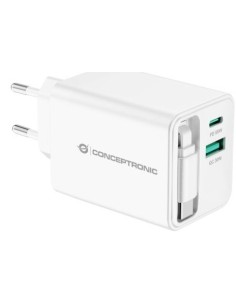 Conceptronic ALTHEA23W65 Caricabatterie per dispositivi mobili Smartphone, Tablet Bianco AC Ricarica rapida Interno