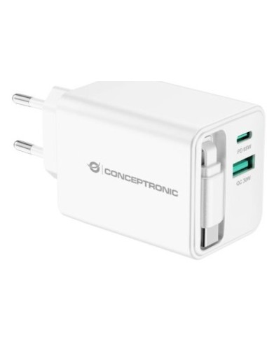 Conceptronic ALTHEA23W65 Caricabatterie per dispositivi mobili Smartphone, Tablet Bianco AC Ricarica rapida Interno