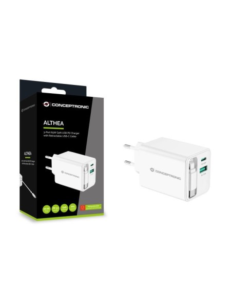 Conceptronic ALTHEA23W65 Caricabatterie per dispositivi mobili Smartphone, Tablet Bianco AC Ricarica rapida Interno