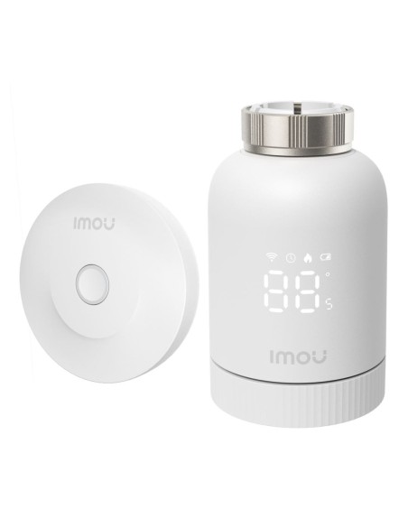 Imou TRV1 Kit. Comprende hub ZG2-EU e valvola TRV1 con 6 adattatori di montaggio, rilevamento finestra aperta, protezione