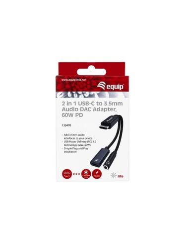 Equip 133470 USB-C USB-C   3.5mm Audio Nero