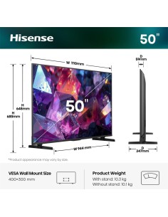 Hisense 50E7S PRO 127 cm (50") 4K Ultra HD Smart TV Wi-Fi Nero 350 cd m² 2