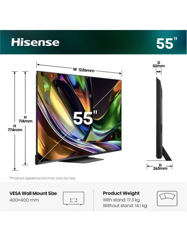 Hisense 55UR8S 139,7 cm (55") 4K Ultra HD Smart TV Wi-Fi Nero
