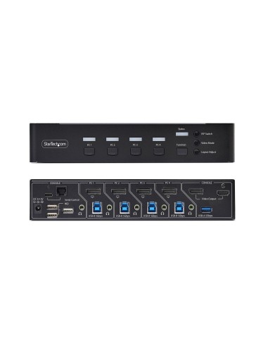 StarTech.com KVM DisplayPort a 4 Porte con Mouse Roaming e Multi-View   Picture-in-Picture, 4K 60Hz, Hub USB 3.0 5Gbps,