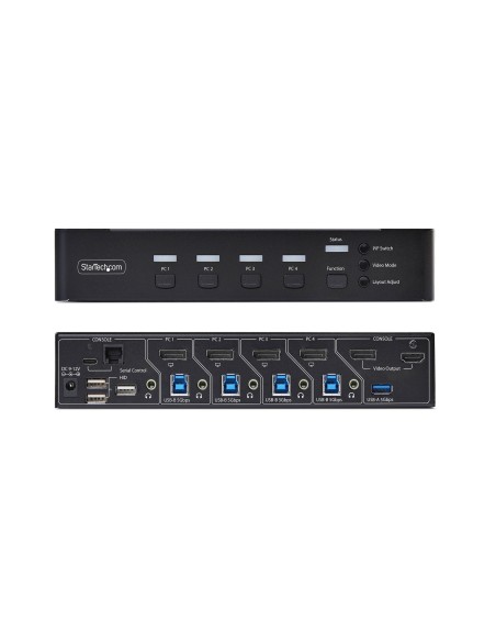 StarTech.com KVM DisplayPort a 4 Porte con Mouse Roaming e Multi-View   Picture-in-Picture, 4K 60Hz, Hub USB 3.0 5Gbps,