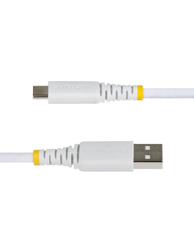 StarTech.com Cavo di Ricarica USB-A a USB-C da 2m Bianco, 15W (3A), Guaina con Doppio Strato Intrecciato in Nylon TPE, Robusto