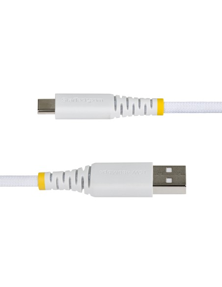 StarTech.com Cavo di Ricarica USB-A a USB-C da 2m Bianco, 15W (3A), Guaina con Doppio Strato Intrecciato in Nylon TPE, Robusto