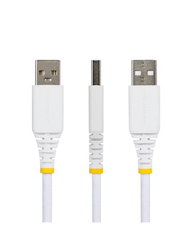 StarTech.com Cavo di Ricarica USB-A a USB-C da 1m Bianco, 15W (3A), Guaina con Doppio Strato Intrecciato in Nylon TPE, Robusto