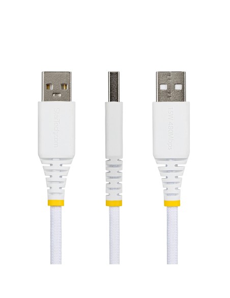 StarTech.com Cavo di Ricarica USB-A a USB-C da 1m Bianco, 15W (3A), Guaina con Doppio Strato Intrecciato in Nylon TPE, Robusto