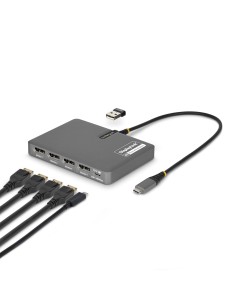 StarTech.com Adattatore USB-C per Workstation Quad Monitor, DisplayPort 1.4, 4K 60Hz, Pass-through PD 140W per Ricarica Laptop,