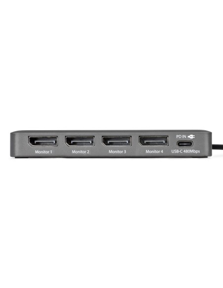 StarTech.com Adattatore USB-C per Workstation Quad Monitor, DisplayPort 1.4, 4K 60Hz, Pass-through PD 140W per Ricarica Laptop,