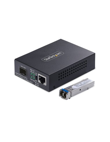 StarTech.com Media Converter Fibra LC Monomodale (SM) per reti Gigabit 10 100 1000, Standalone, RJ45 a fibra LC, 40 km, TAA