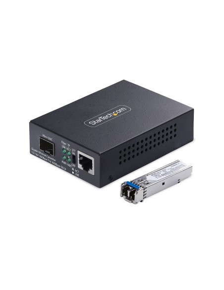 StarTech.com Media Converter Fibra LC Monomodale (SM) per reti Gigabit 10 100 1000, Standalone, RJ45 a fibra LC, 20 km, TAA