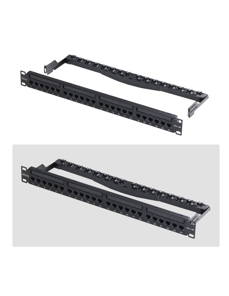 StarTech.com Patch Panel Passante a 24 Porte 1U, Pannello Patch con Accoppiatori in Linea RJ45 UTP Cat6 con Barra di Gestione