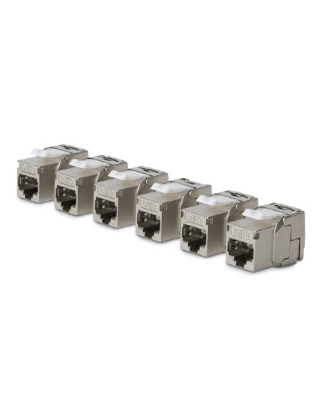StarTech.com Connettore Keystone RJ45 Cat8 STP, Confezione da 6 Prese Ethernet per Scatola a Muro, Terminazione a 180°