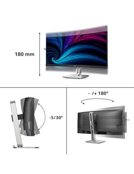 Philips Serie 5000 34B2U5900C 00 Monitor PC 86,4 cm (34") 5120 x 2160 Pixel WUHD LCD Grigio