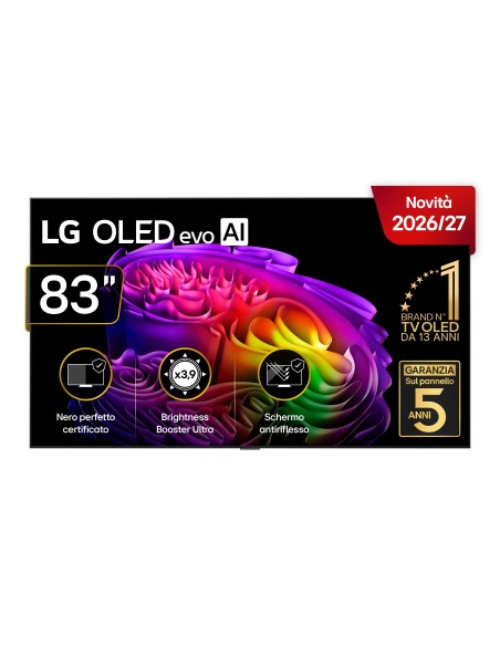 LG OLED evo AI 83'' Serie G6 OLED83G64LW, 4K, Hyper Radiant Color, Staffa a filo muro inclusa, G-Sync, SMART TV 2026