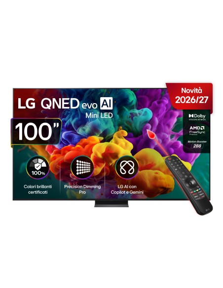 LG QNED evo AI MiniLED 100'' Serie QNED87B 100QNED87B6, 4K, Dolby Vision, Processore α8 Gen3, VRR 144Hz, SMART TV 2026