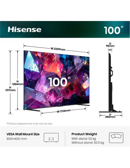Hisense 100E7S PRO 2,54 m (100") 4K Ultra HD Smart TV Wi-Fi Nero