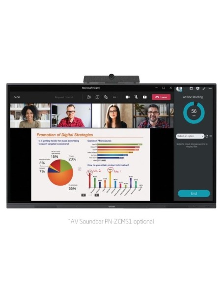 Sharp PN-L752B lavagna interattiva 190,5 cm (75") 3840 x 2160 Pixel Touch screen Nero