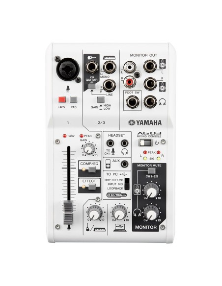Yamaha AG03 mixer audio 3 canali Bianco