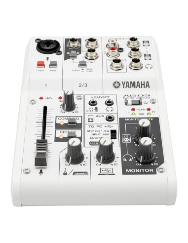 Yamaha AG03 mixer audio 3 canali Bianco