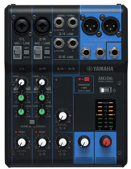 Yamaha MG06 mixer audio 6 canali Nero