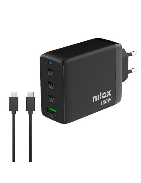 Nilox NXGANUSBC100 Caricabatterie per dispositivi mobili Universale Nero AC Ricarica rapida Interno