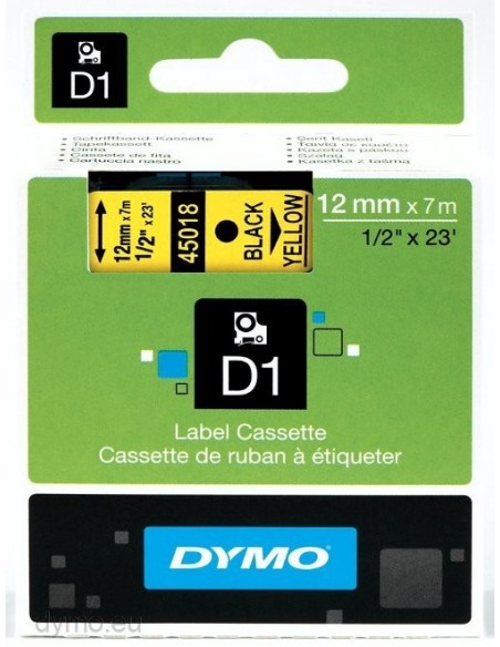 Dymo CF5NASTRI  D1 12MMX7M NERO GIALL D1 S0720580S 5411313450683 MATERIALE DI CONSUMO