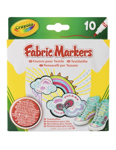 Crayola CF10 PENNARELLI PER TESSUTO Fabric Markers 58-8633 0071662186333 Art & Craft