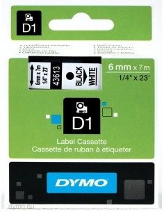 Dymo NASTRO  D1 6MMX7M NERO BIANCO D1 S0720780A 5411313436137 MATERIALE DI CONSUMO