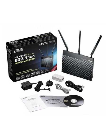 ASUS DSL-AC68U router wireless Gigabit Ethernet Dual-band (2.4 GHz 5 GHz) 3G Nero