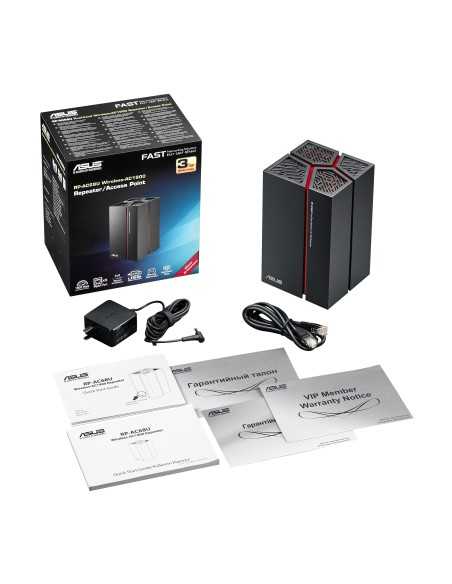 ASUS RP-AC68U router wireless Gigabit Ethernet Dual-band (2.4 GHz 5 GHz) Nero, Rosso