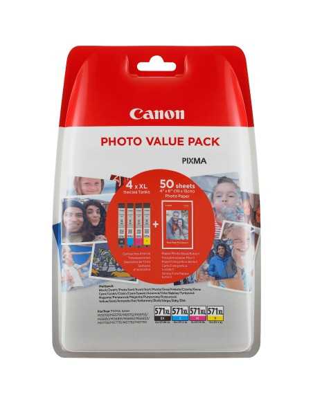 Canon Confezione multipla cartucce d'inchiostro a resa elevata CLI-571 XL BK C M Y + carta fotografica